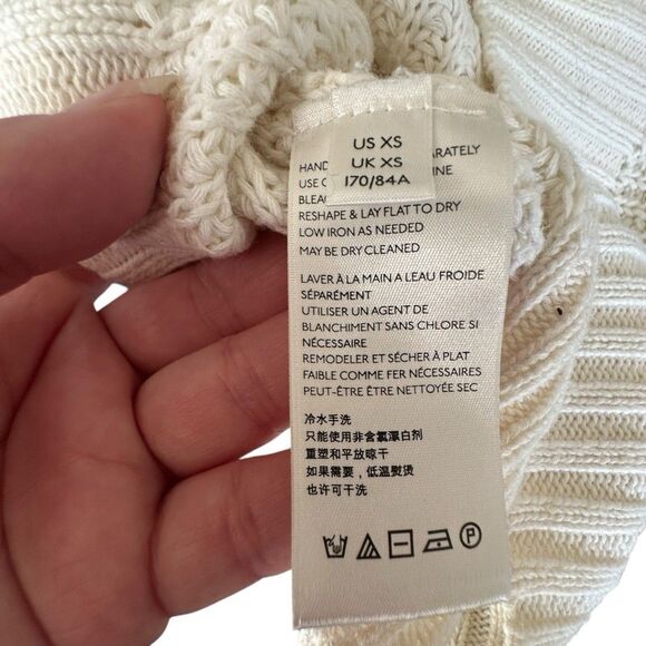 Free People Sweater Women’s Half Moon Bay Ivory Cold Shoulder Oversized XS - Picture 4 of 7